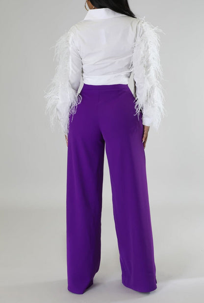 Classy Pants with Embellished Buckle - SASHAY COUTURE BOUTIQUE Pants