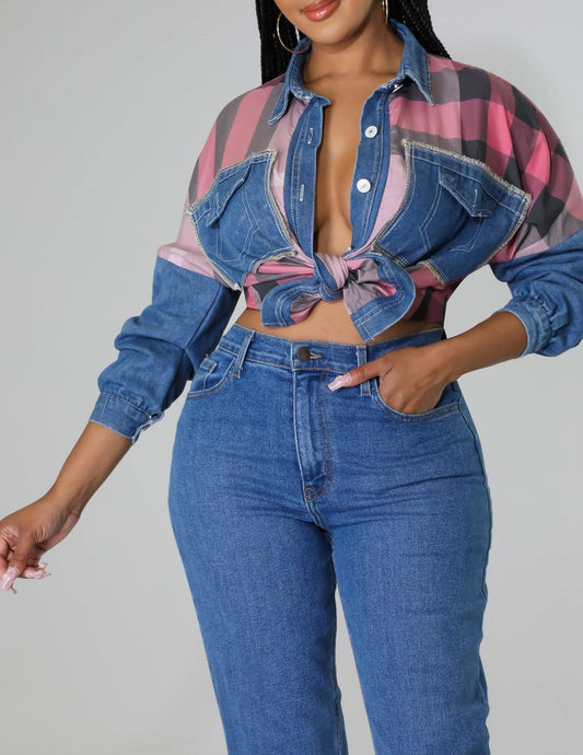 DENIM MULTI TOP - SASHAY COUTURE BOUTIQUE