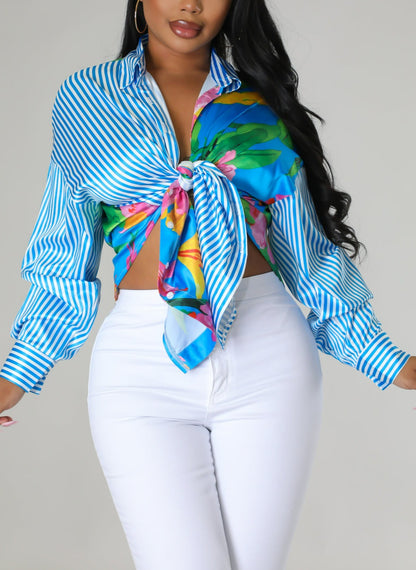 Split Designed Satin Blouse - SASHAY COUTURE BOUTIQUE Tops