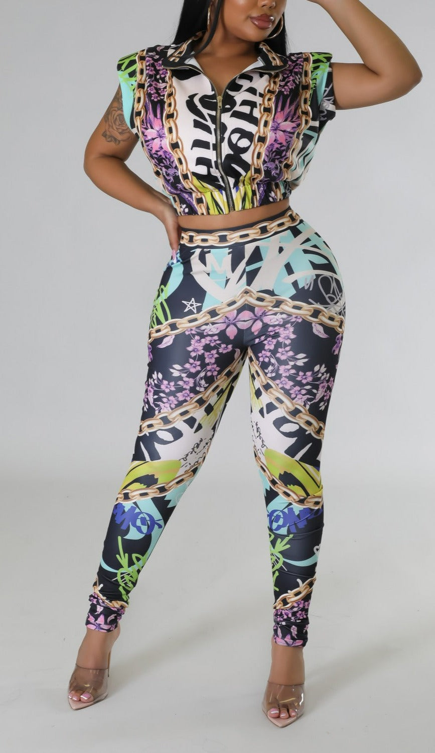 Cap Sleeve Jacket w/Leggings Set - SASHAY COUTURE BOUTIQUE Two Piece