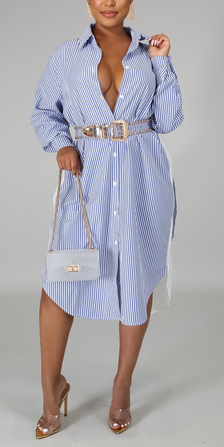 Layered Midi Shirt Dress - SASHAY COUTURE BOUTIQUE Dresses