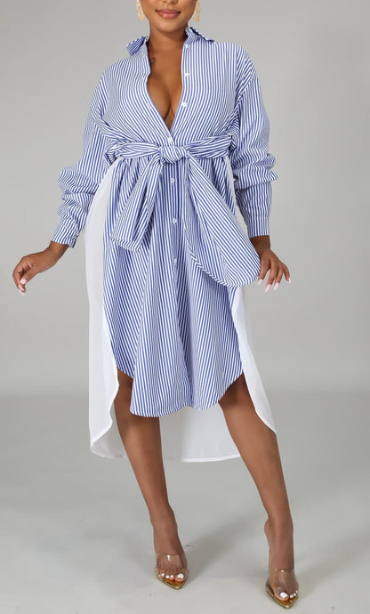 Layered Midi Shirt Dress - SASHAY COUTURE BOUTIQUE Dresses