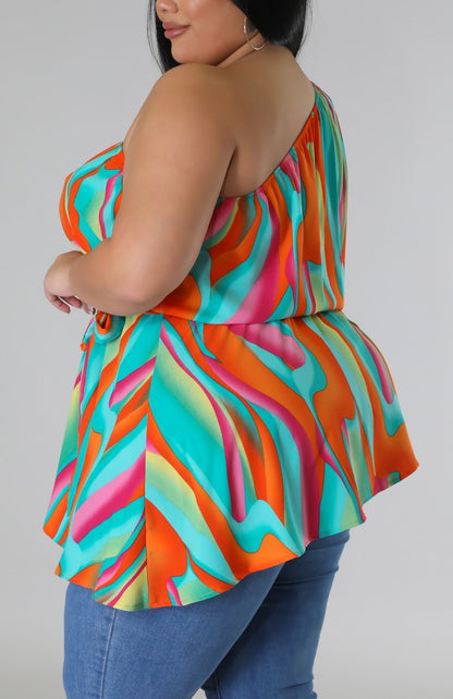 One Shoulder Blouse (Curvy) - SASHAY COUTURE BOUTIQUE Apparel & Accessories