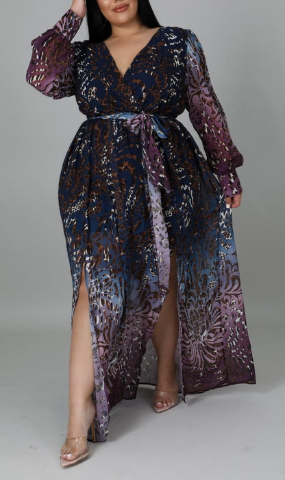 Multi Color Maxi Dress (Curvy) - SASHAY COUTURE BOUTIQUE Dresses