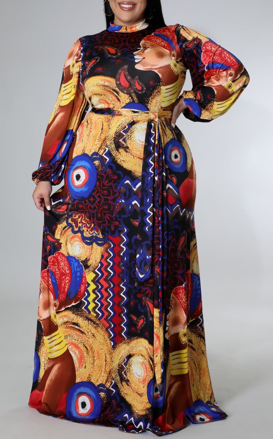 Afrocentric Printed Maxi (Curvy) - SASHAY COUTURE BOUTIQUE Dresses