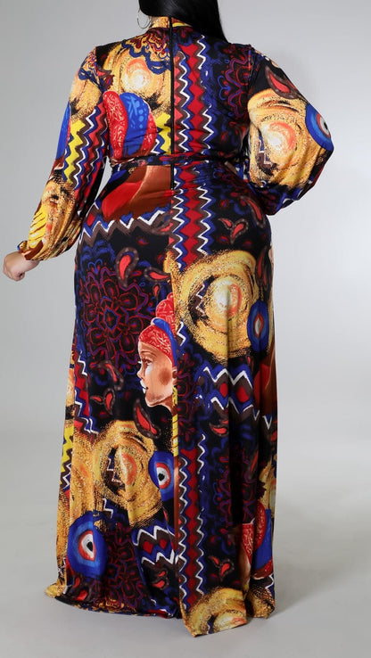 Afrocentric Printed Maxi (Curvy) - SASHAY COUTURE BOUTIQUE Dresses