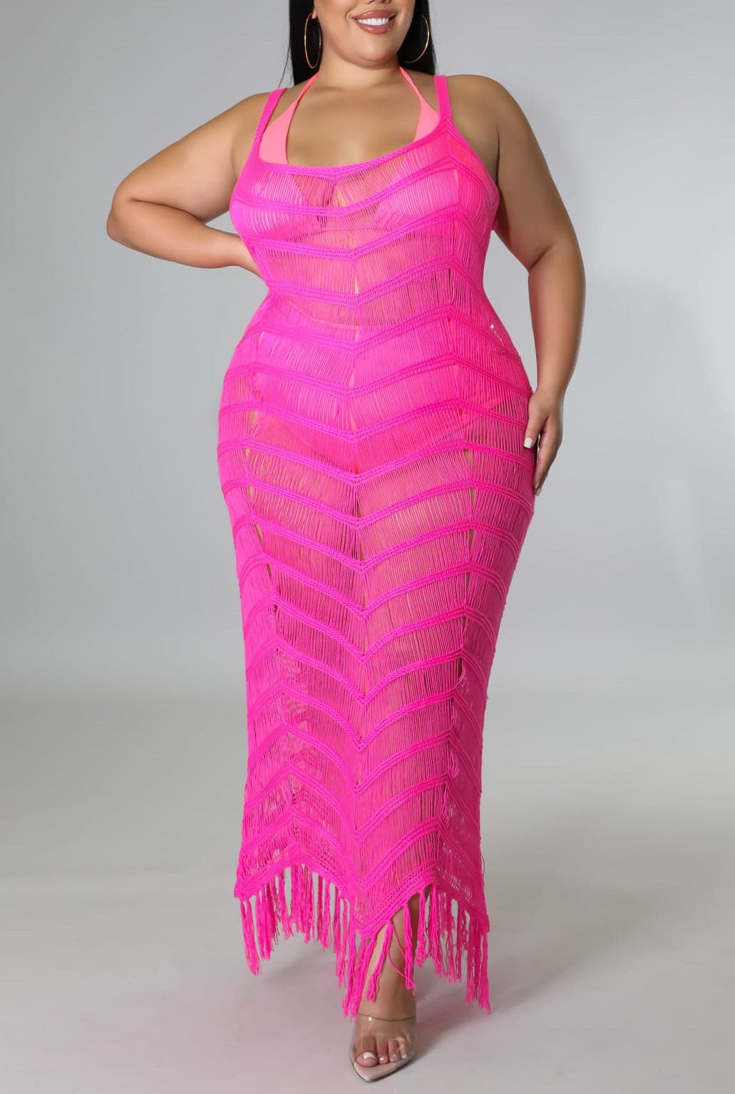 Knit Midi Swim Cover-up (Curvy) - SASHAY COUTURE BOUTIQUE Swimwear