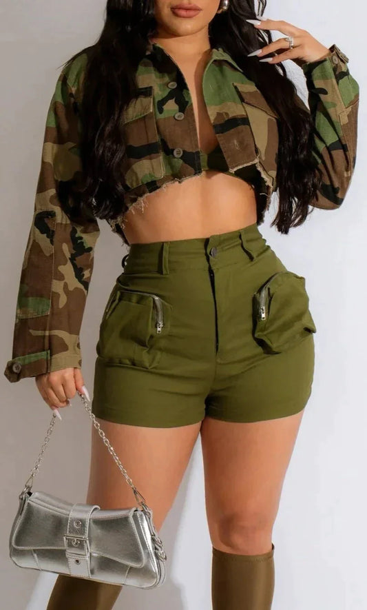 Cropped Camo Jacket - SASHAY COUTURE BOUTIQUE Outerwear