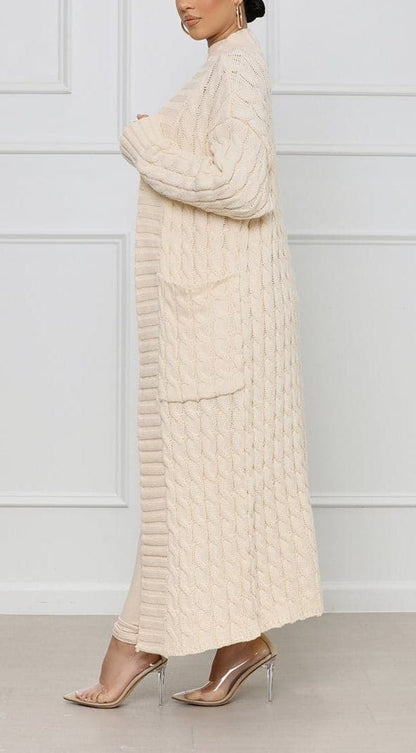 Creamy Beige Cable Knit Cardigan - SASHAY COUTURE BOUTIQUE Coats & Jackets