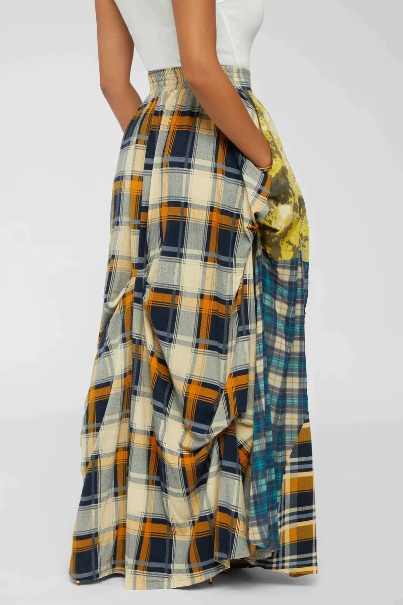 Pieced Together Plaid Maxi Skirt - SASHAY COUTURE BOUTIQUE Bottoms