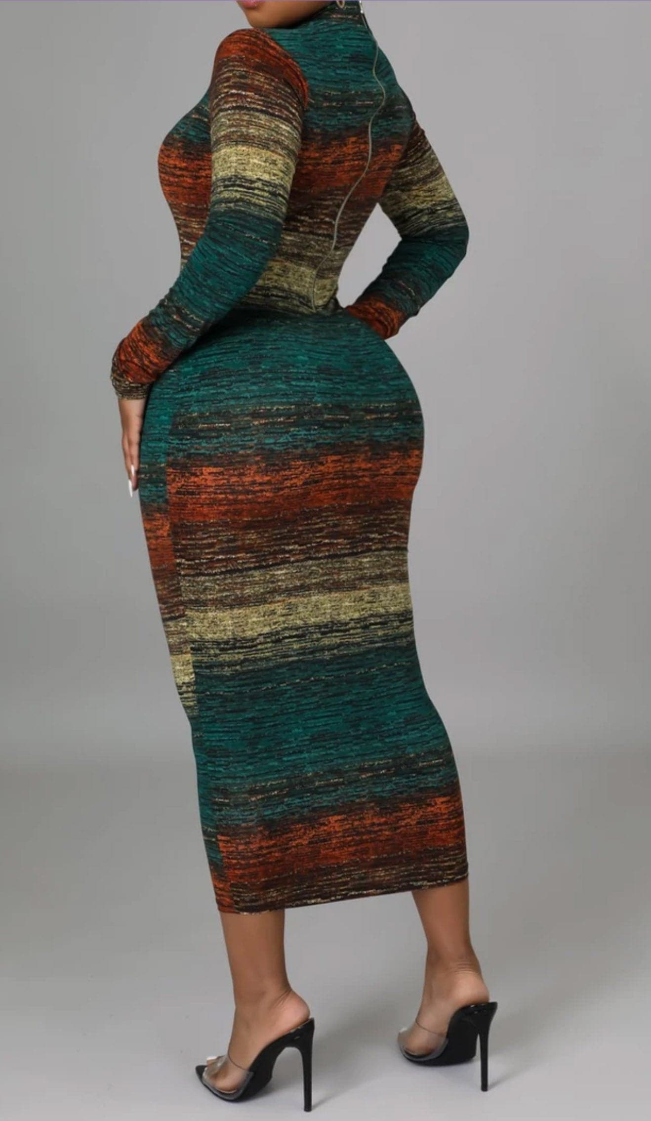 Multi Color Mock Turtle Neck Midi - SASHAY COUTURE BOUTIQUE Dresses