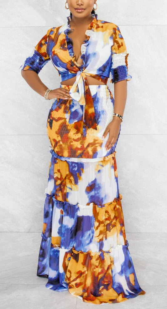 Two Piece Maxi Skirt Set - SASHAY COUTURE BOUTIQUE Outfit Sets