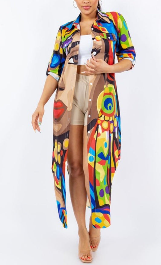 Afro Girl Maxi Length Tunic - SASHAY COUTURE BOUTIQUE Dresses