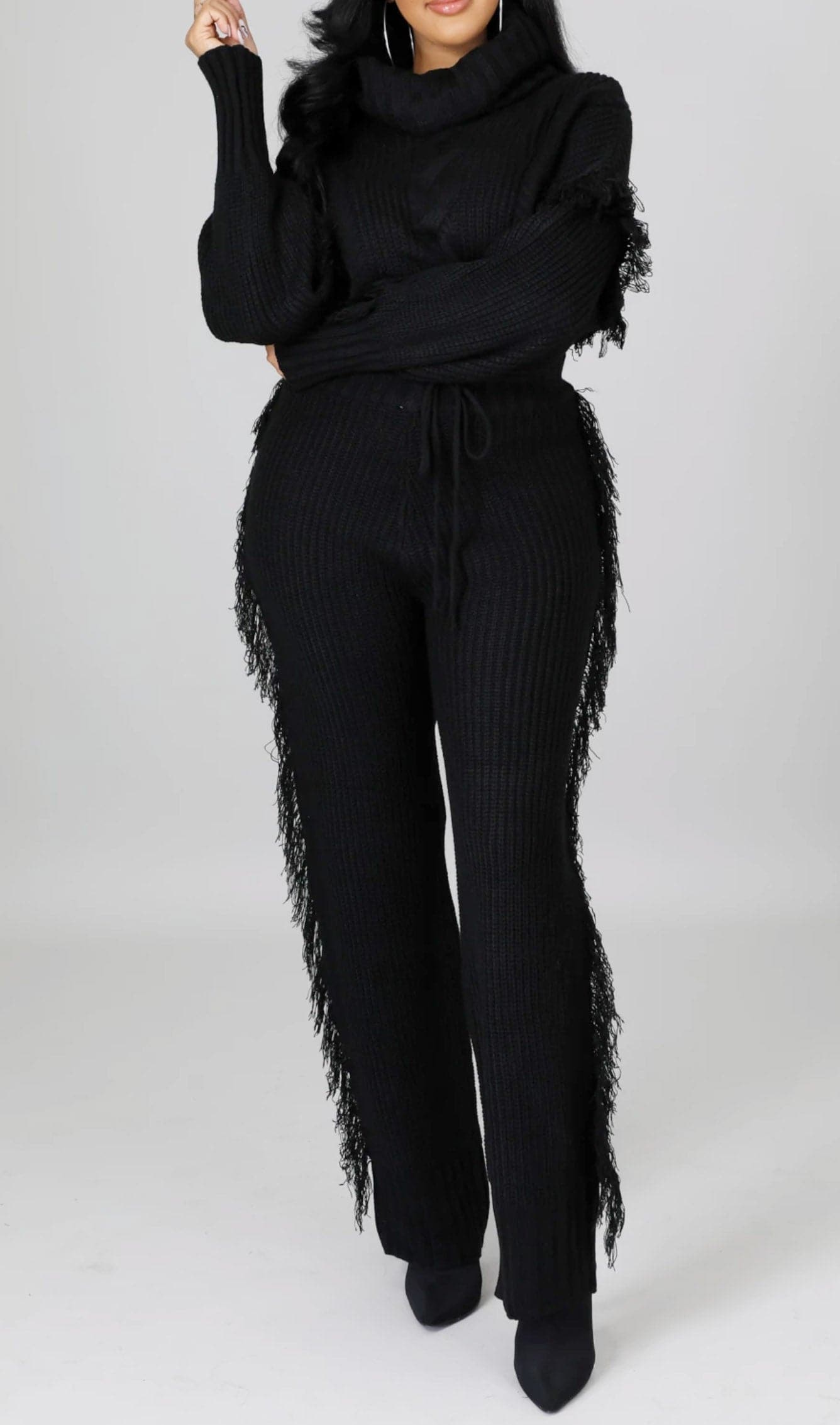 Sweater Pants Set with Tassels - SASHAY COUTURE BOUTIQUE Outfit Sets