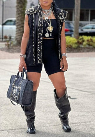 Gold and Silver Studded Vest - SASHAY COUTURE BOUTIQUE