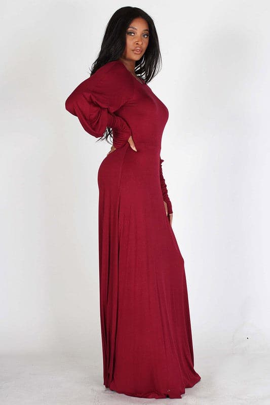 Bubble Sleeve Maxi Dress - SASHAY COUTURE BOUTIQUE Dresses