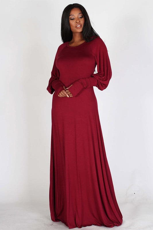 Bubble Sleeve Maxi Dress - SASHAY COUTURE BOUTIQUE Dresses